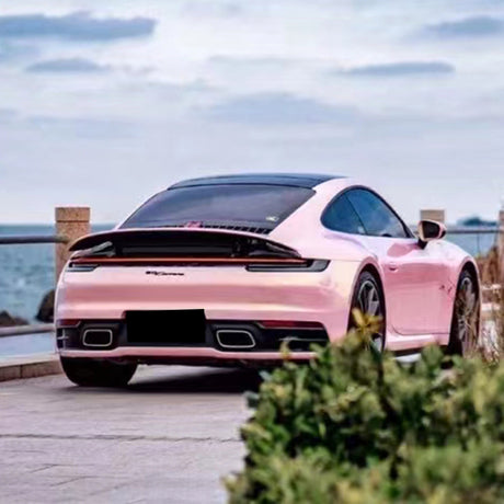 glazed gold pink car wrap on a car