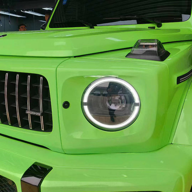 gloss apple green car wrap close up look