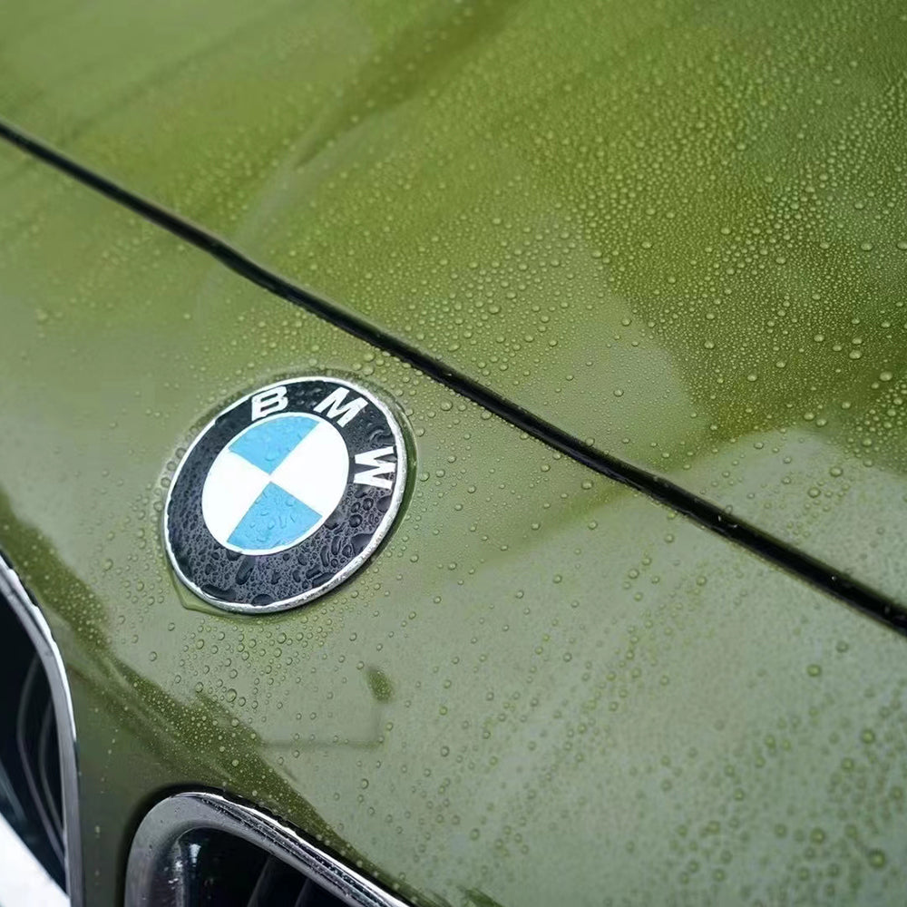 gloss battle green car wrap close up