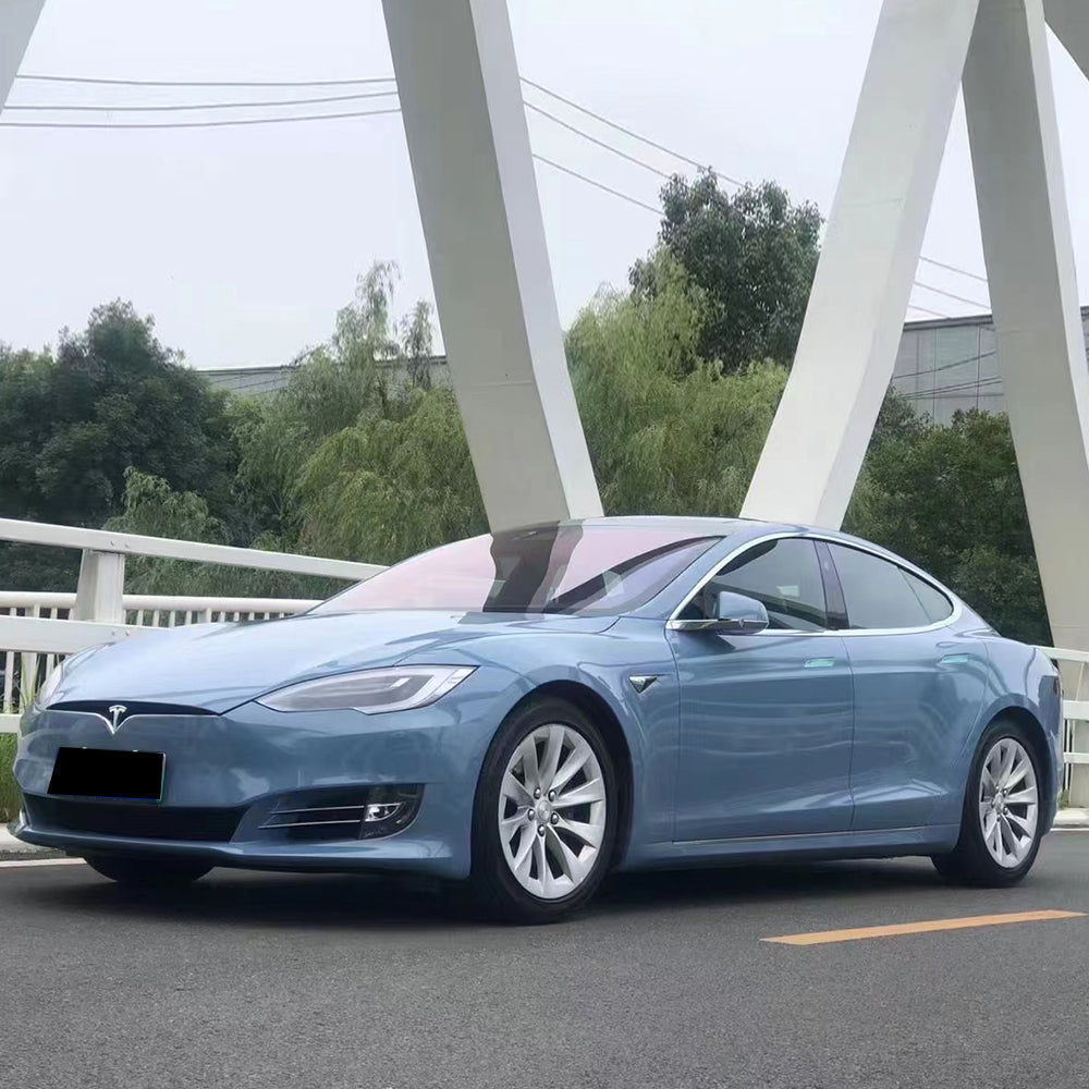 car wrapped in gloss blue haze car wrap