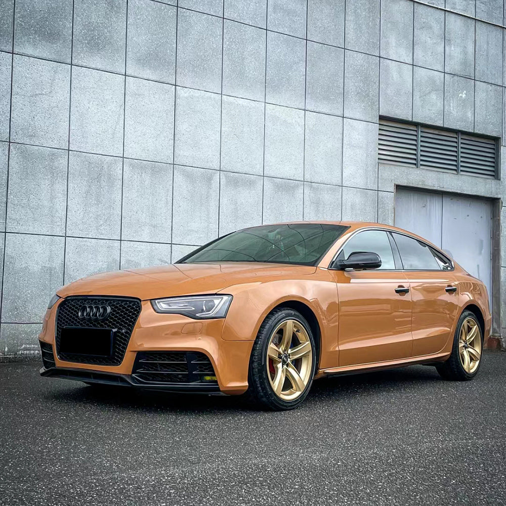 gloss caramel brown car wrap on a sports car