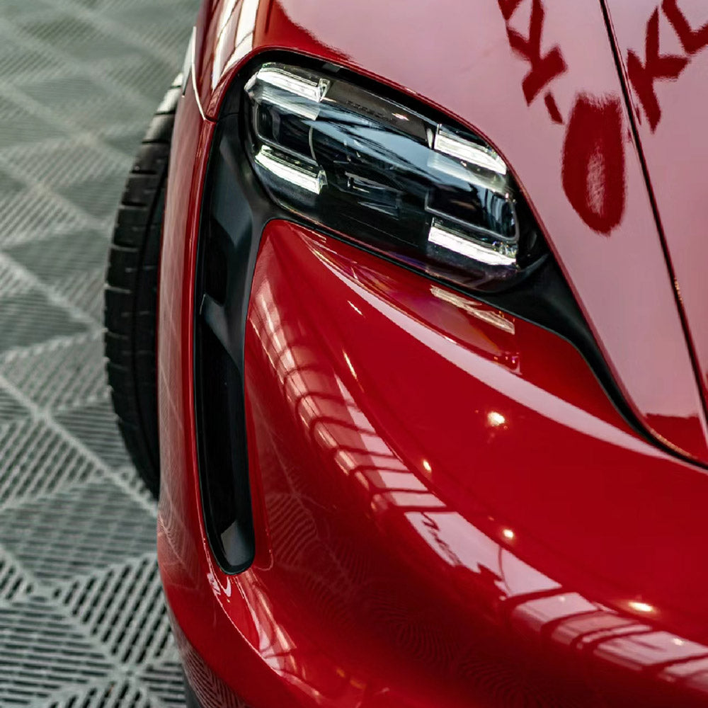 gloss carmine red car wrap up close look