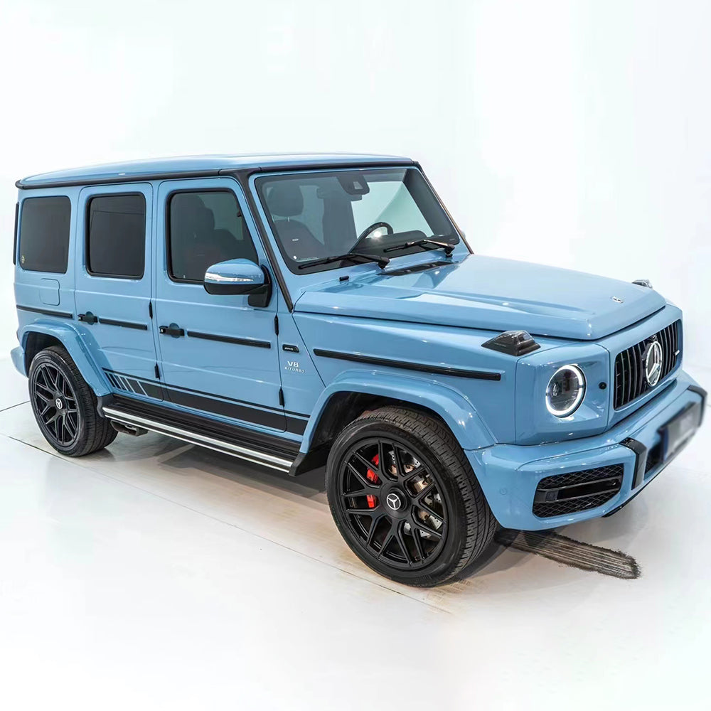 vehicle wrapped in gloss china blue car wrap