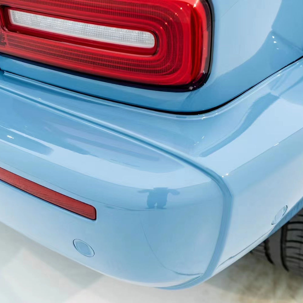 bumper wrapped in gloss china blue car wrap