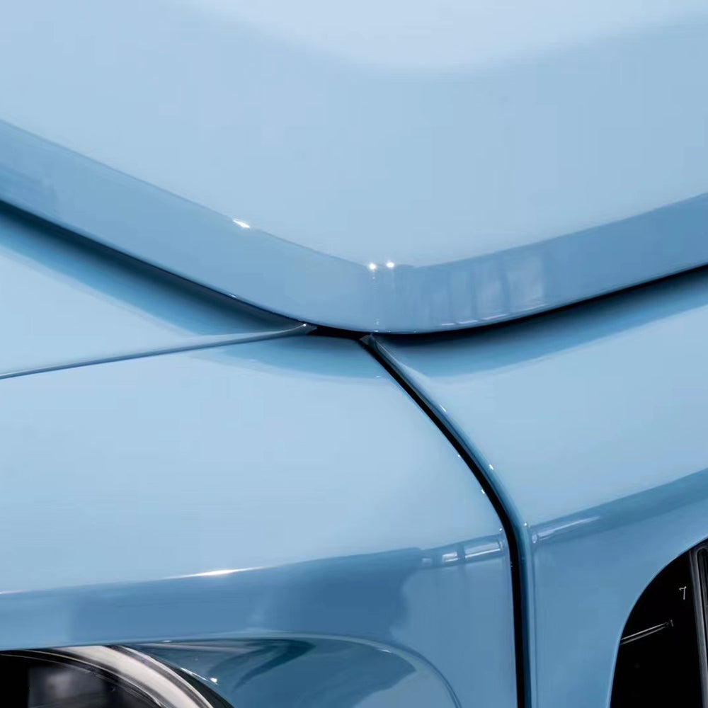 gloss china blue car wrap up close