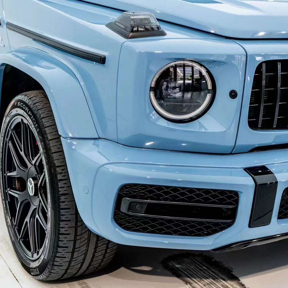 close up look of gloss china blue car wrap