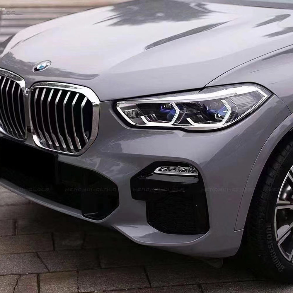 close up look at gloss dark nado gray car wrap