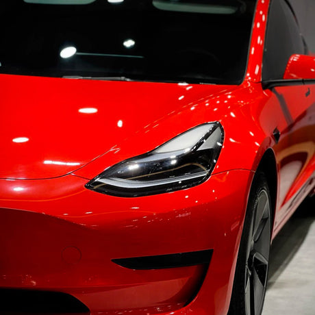 gloss ferrari red car wrap close up look