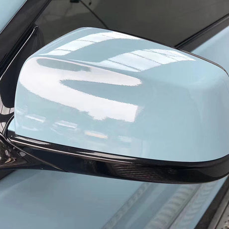 gloss ice blue car wrap close up