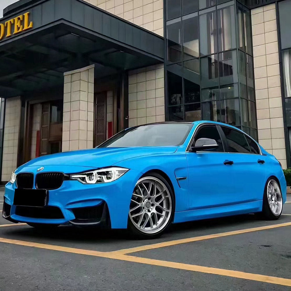 gloss ice cream blue car wrap on a vehicle