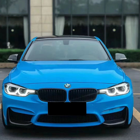 gloss ice cream blue car wrap on a front of a car