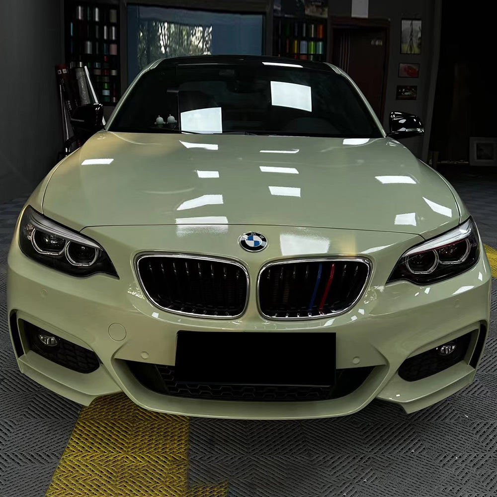 gloss khaki grey car wrap close up look