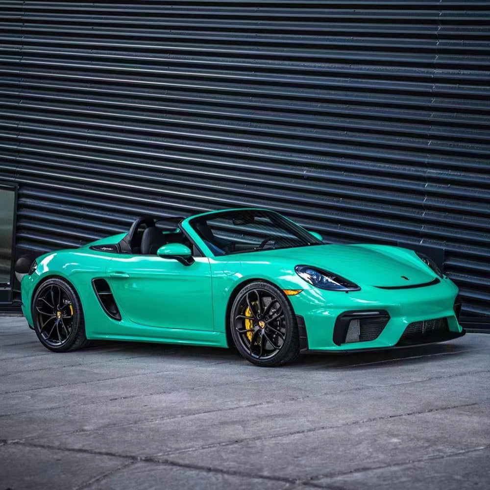 car wrapped in gloss light green car wrap