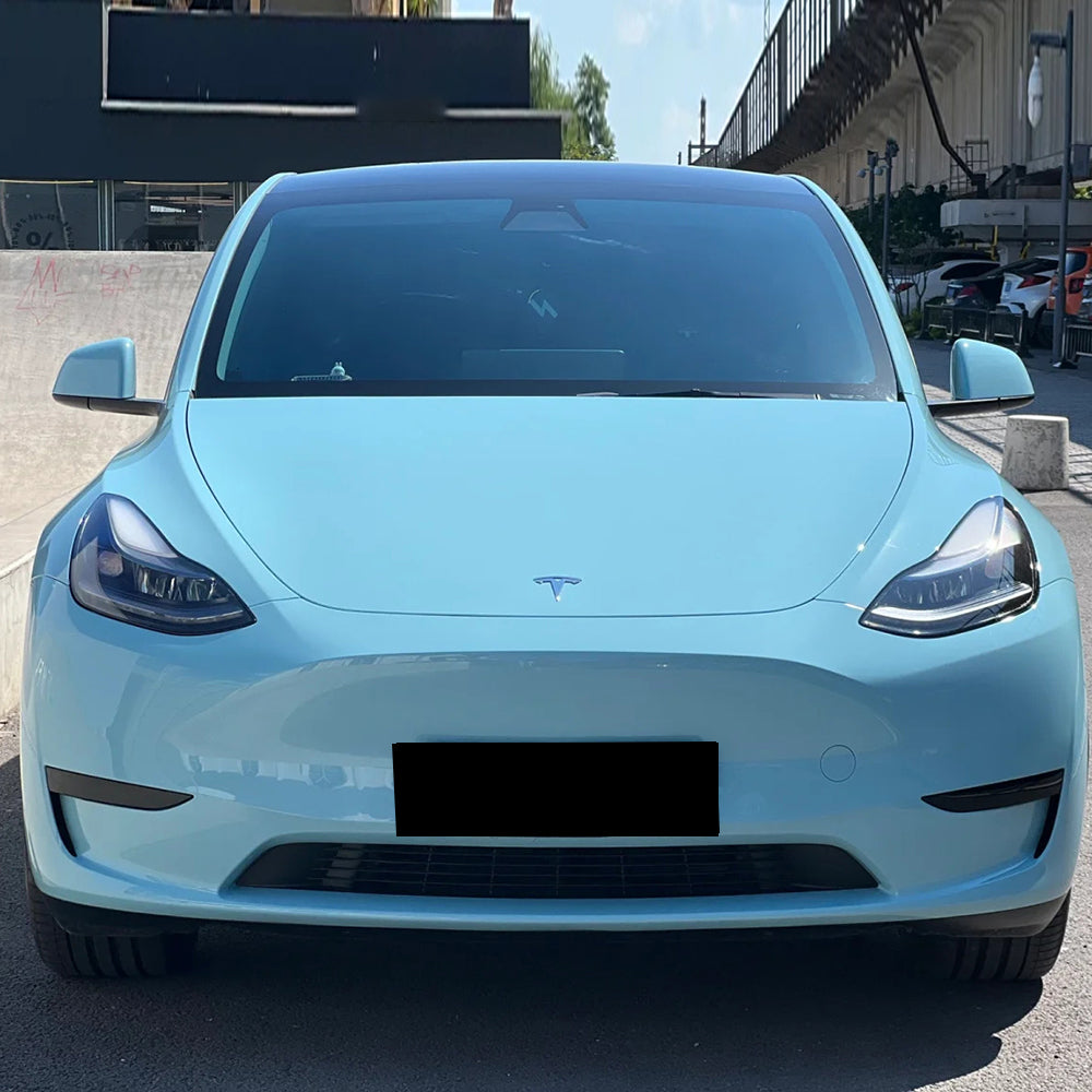 car wrapped gloss mesisen blue car wrap