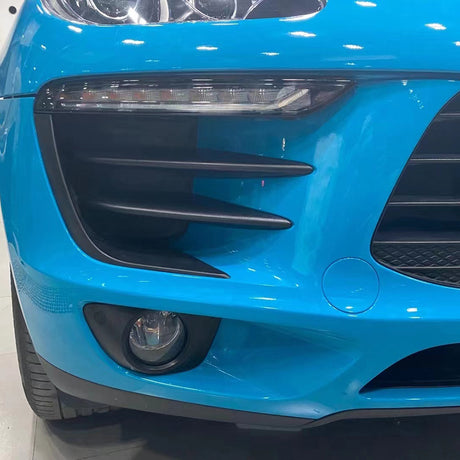 gloss miami blue car wrap close up bumper shot