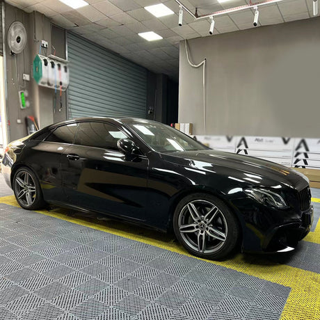 gloss piano black car wrap on a sports car