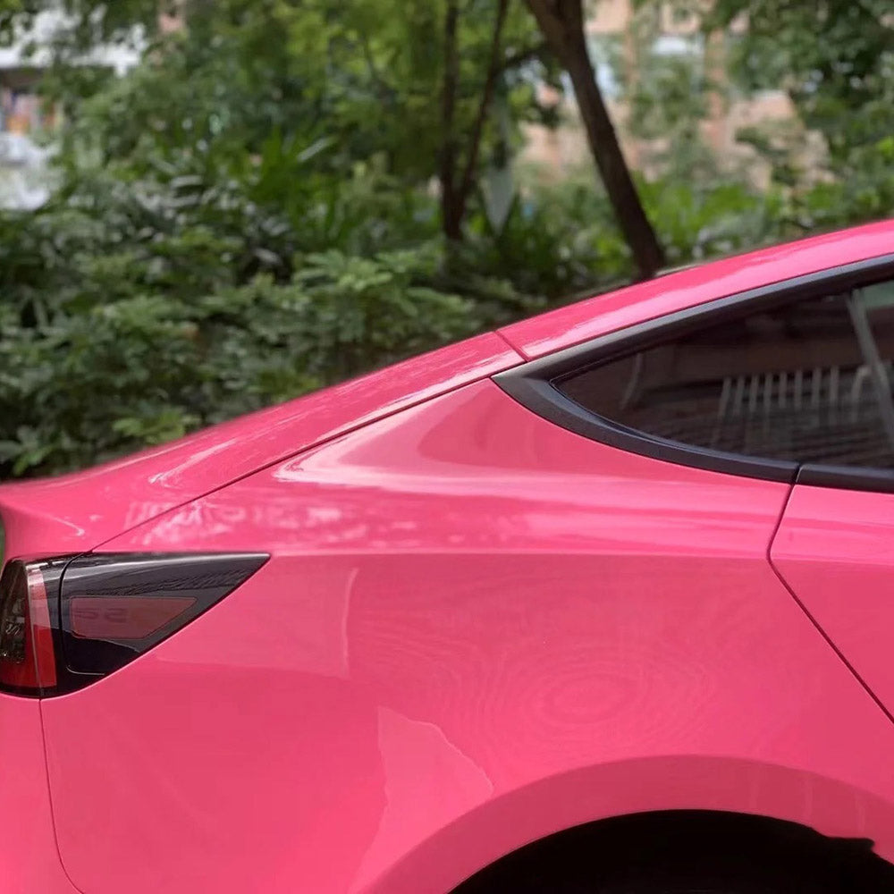 up close shot of gloss princess pink car wrap