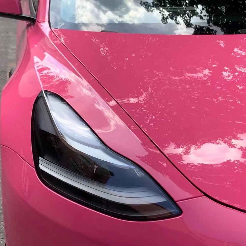 reflection off of gloss princess pink car wrap
