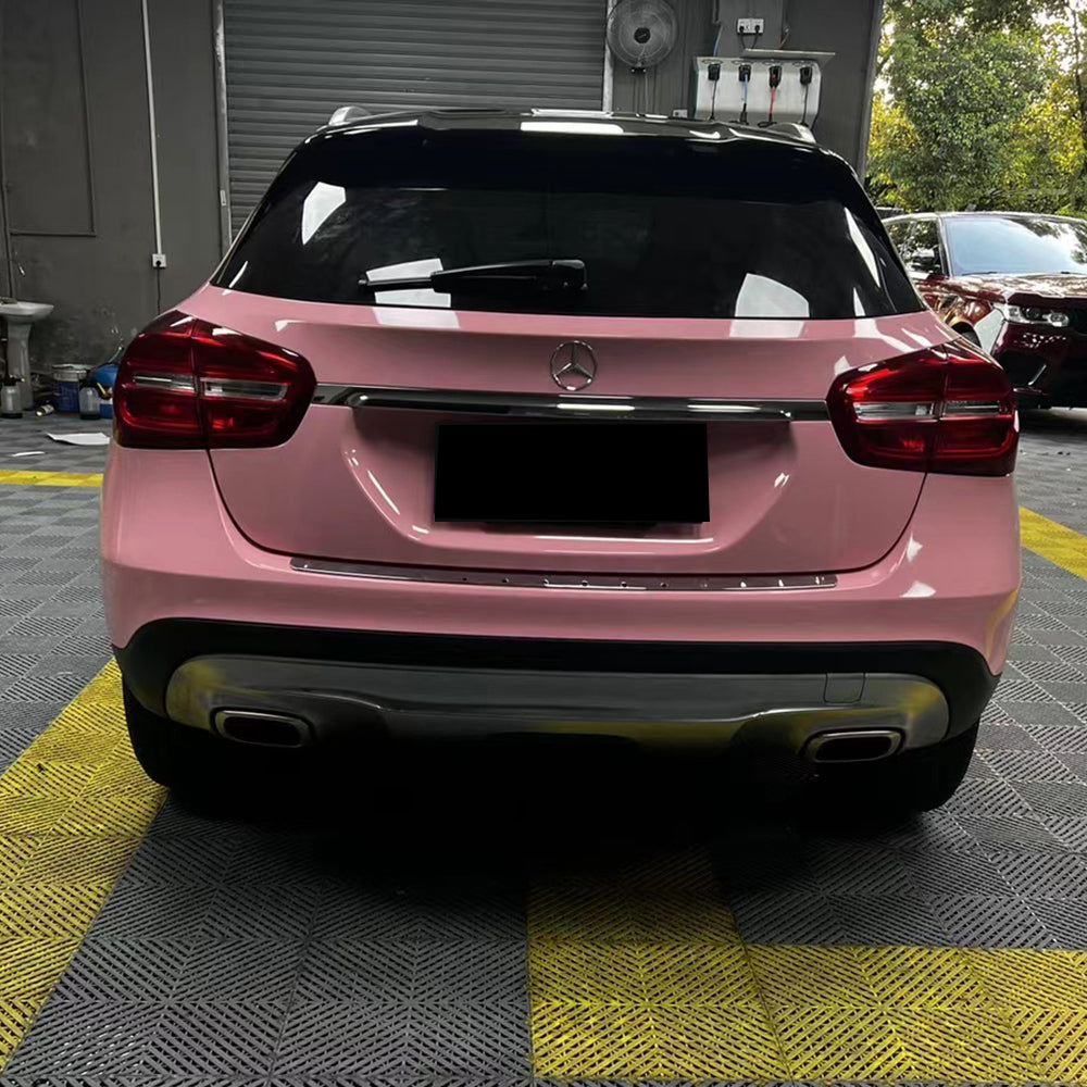 gloss rouge pink car wrap installed