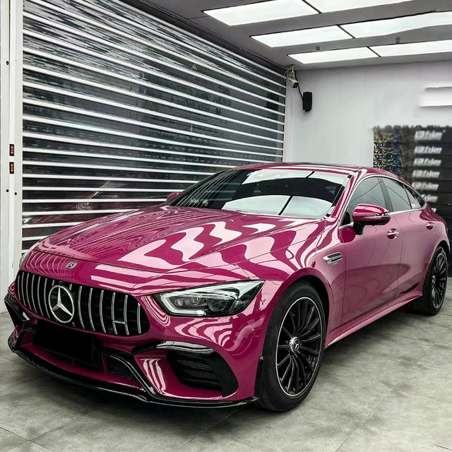 gloss stalight ruby red car wrap on a car
