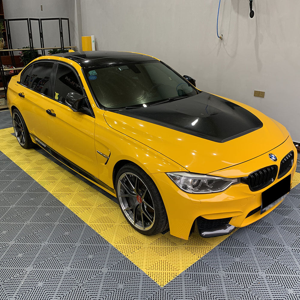 gloss sunflower yellow car wrap installation