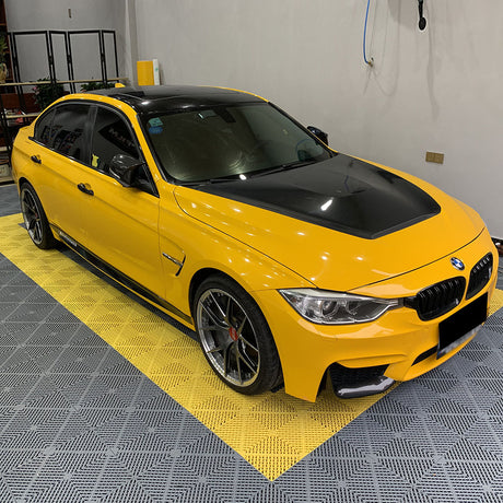 gloss sunflower yellow car wrap installation