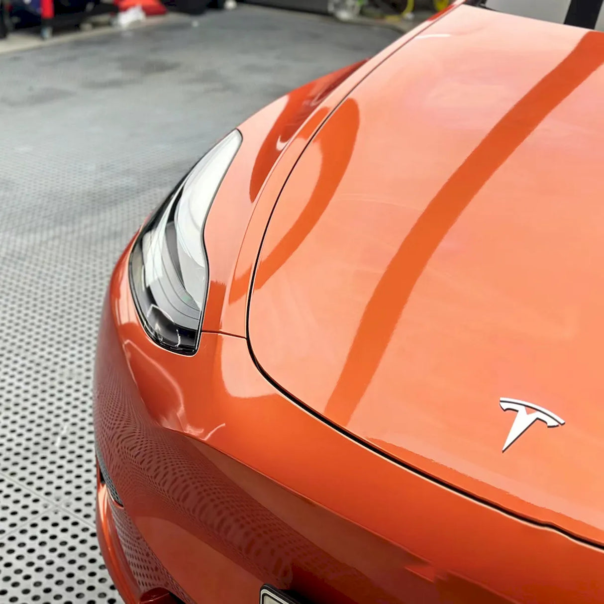 close up shot of gulf orange car wrap