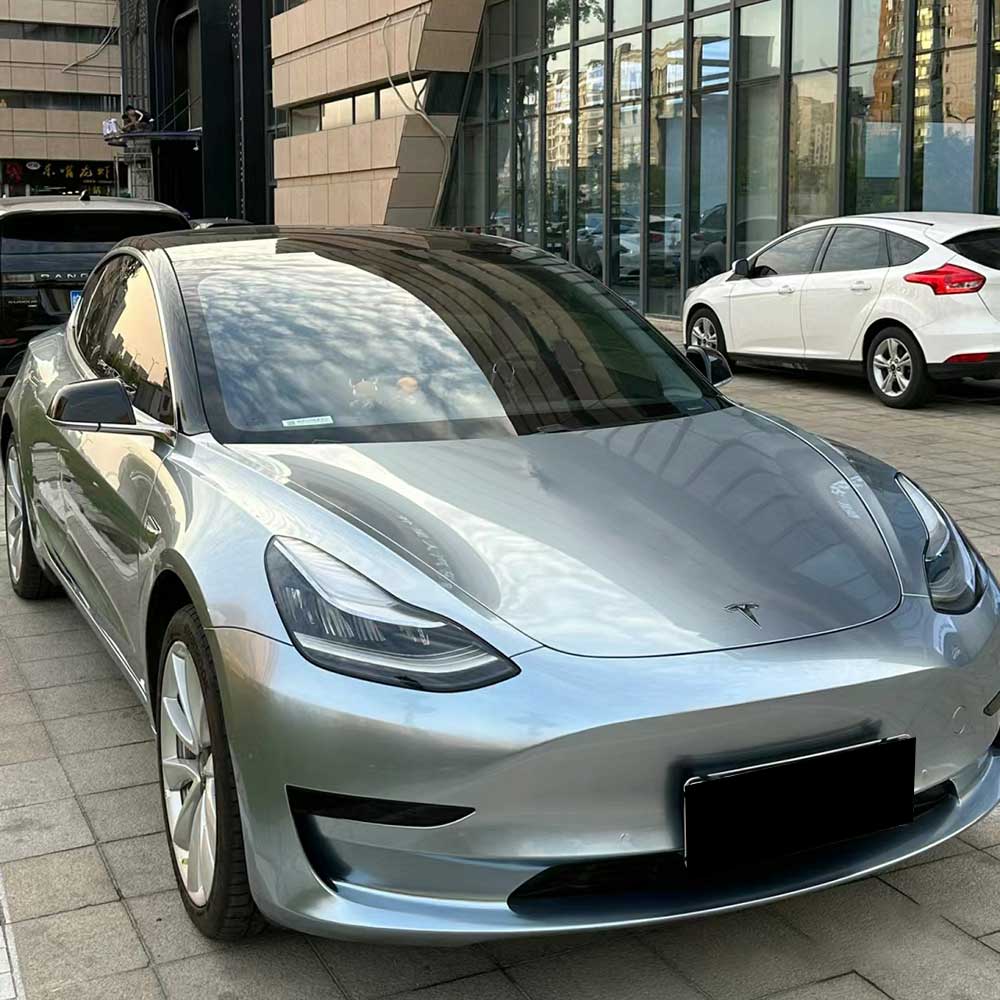 liquid grey silver car wrap