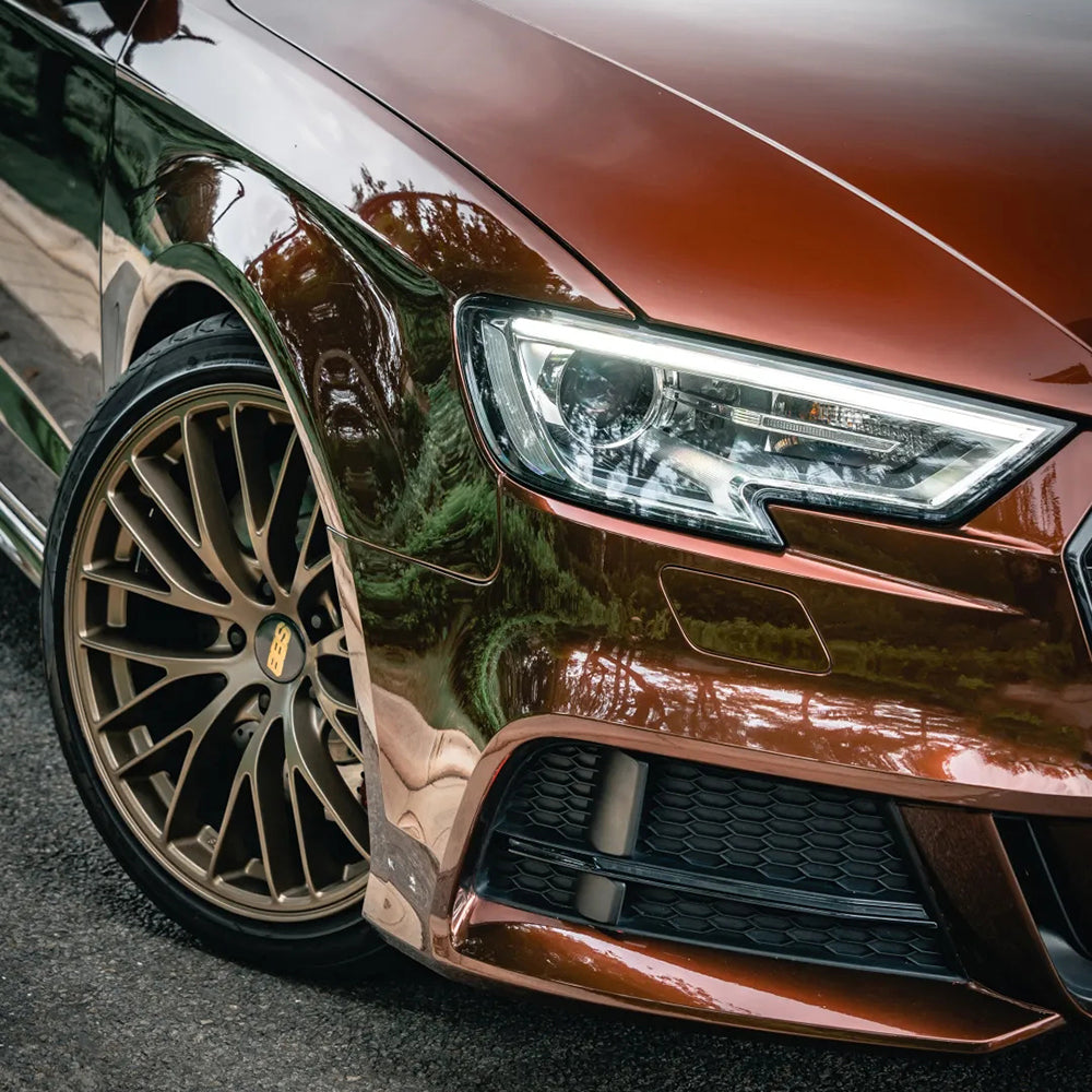 closer look at liquid coffee brown car wrap