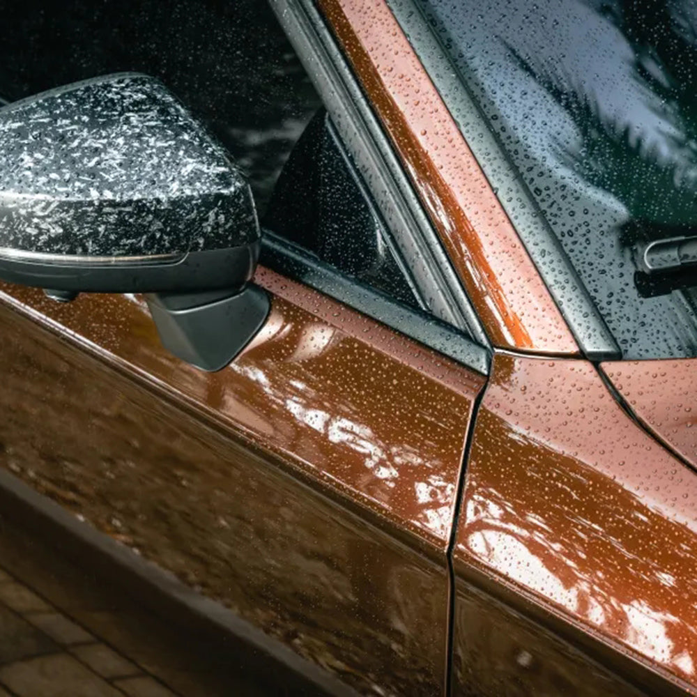 liquid coffee brown car wrap close up