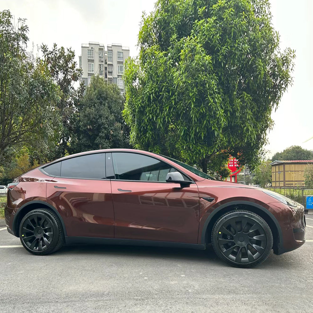liquid coffee brown car wrap look during a cloudy day
