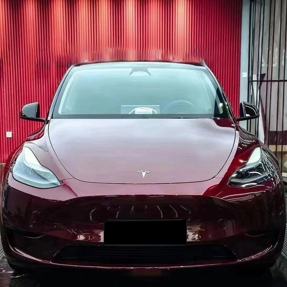 liquid dragon red car wrap on a vehicle