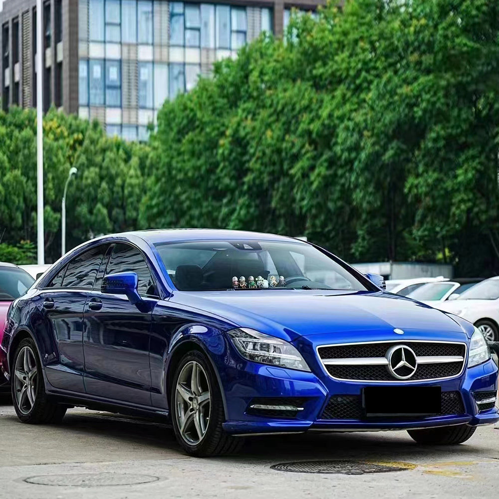 liquid ocean blue car wrap installed on a mercedes