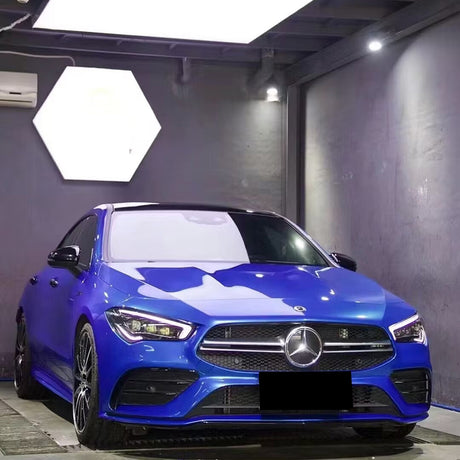 liquid olympic blue car wrap in the shop