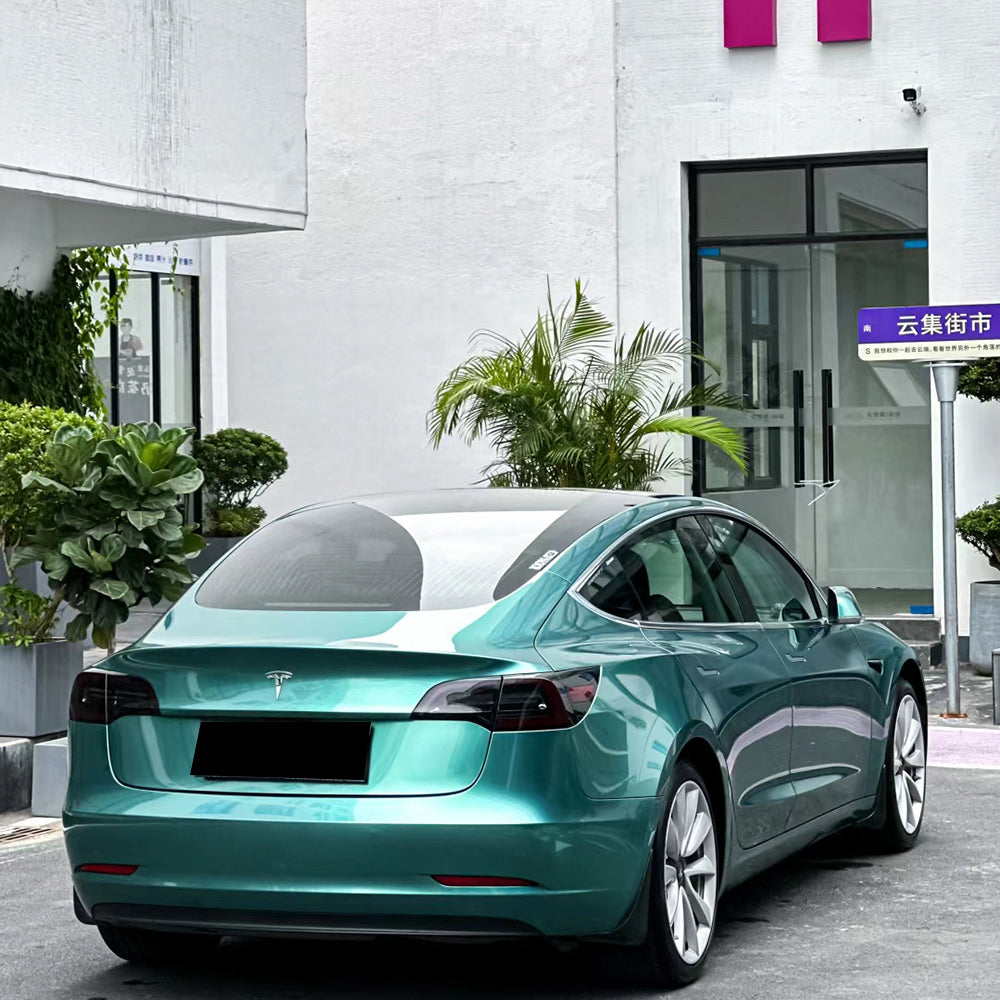 liquid peacock green car wrap