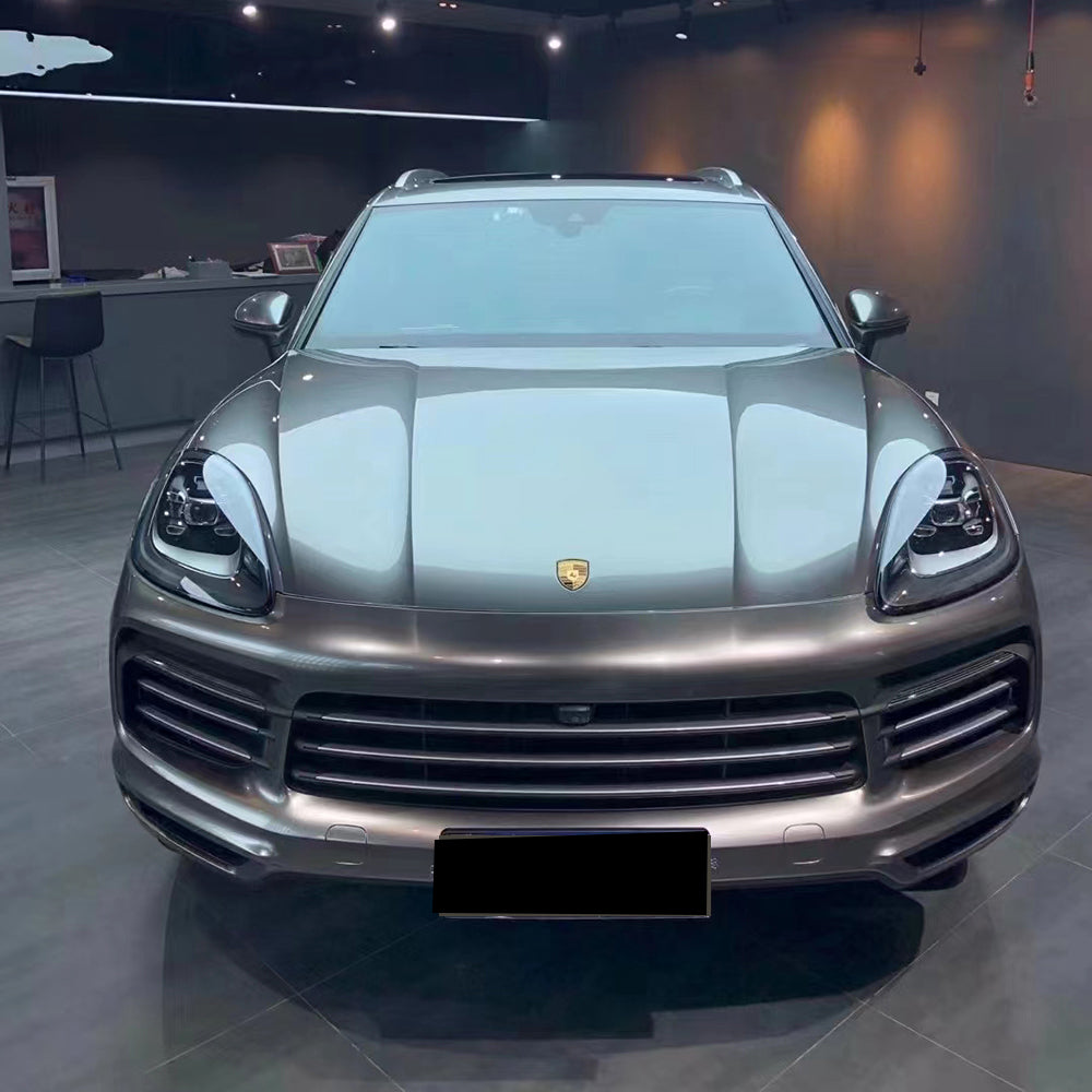 porsche wrapped in liquid silver car wrap