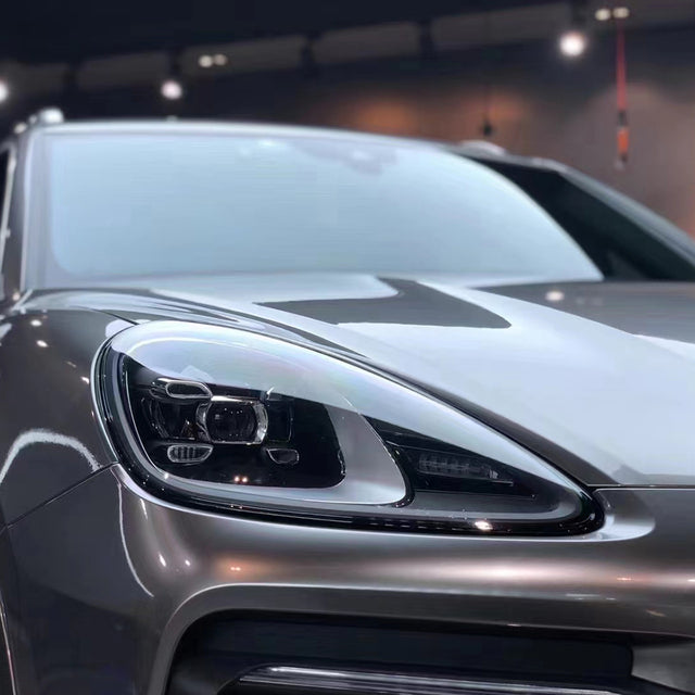 liquid silver car wrap close up look