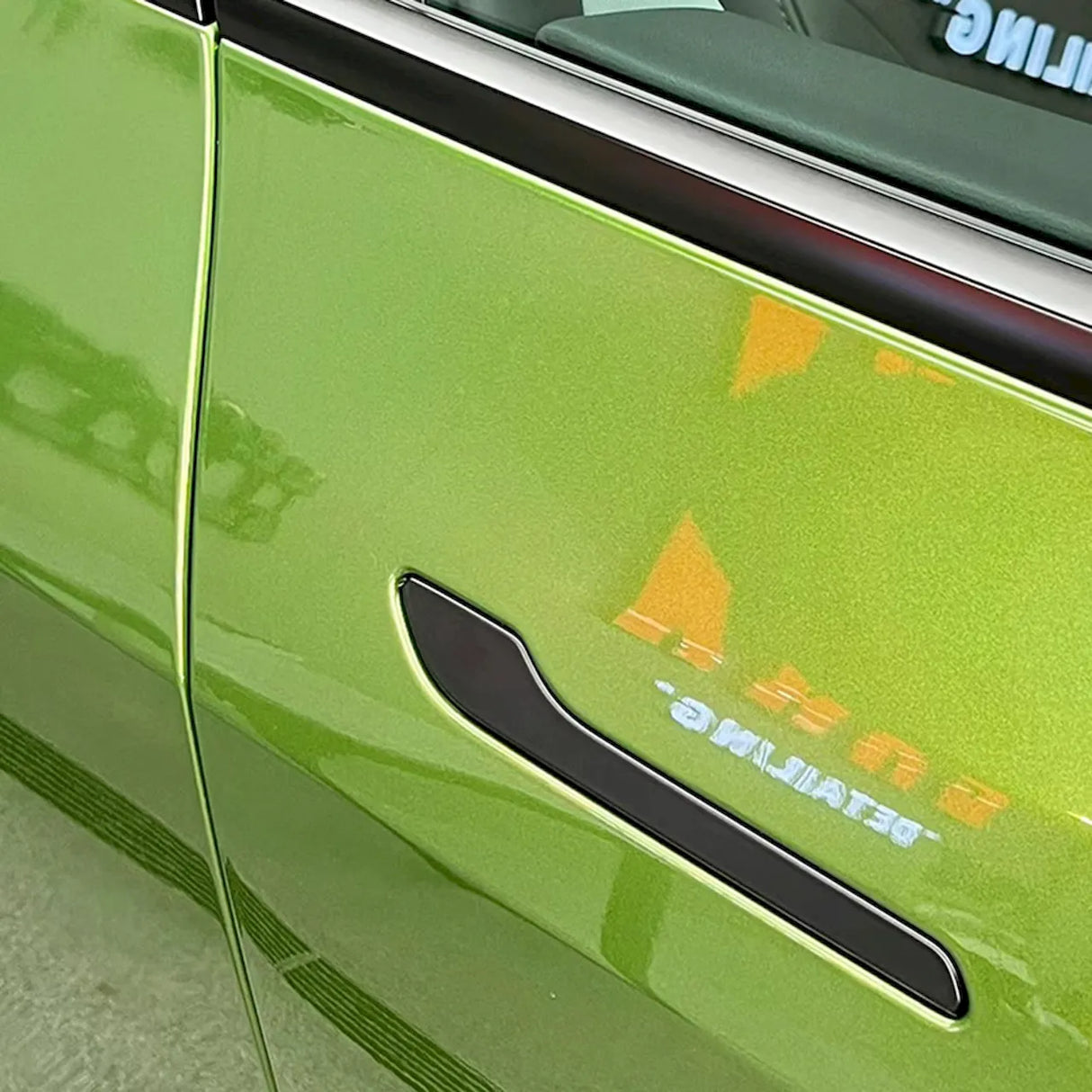 close up look of metallic mamba green wrap