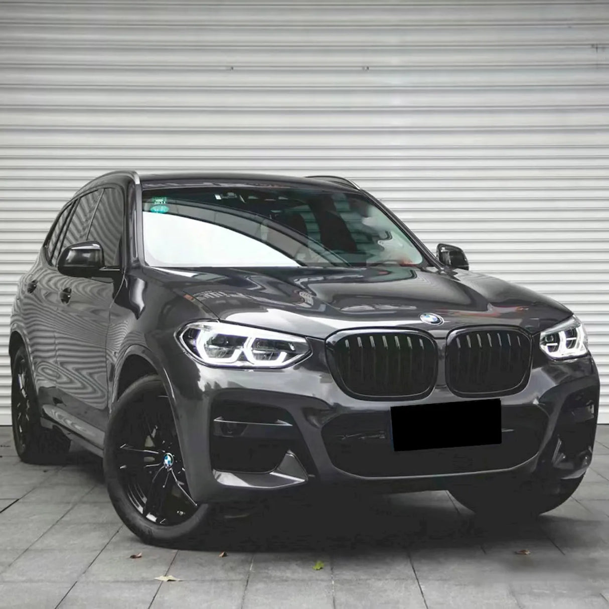 metallic dark mineral graphite gray car wrap on a suv