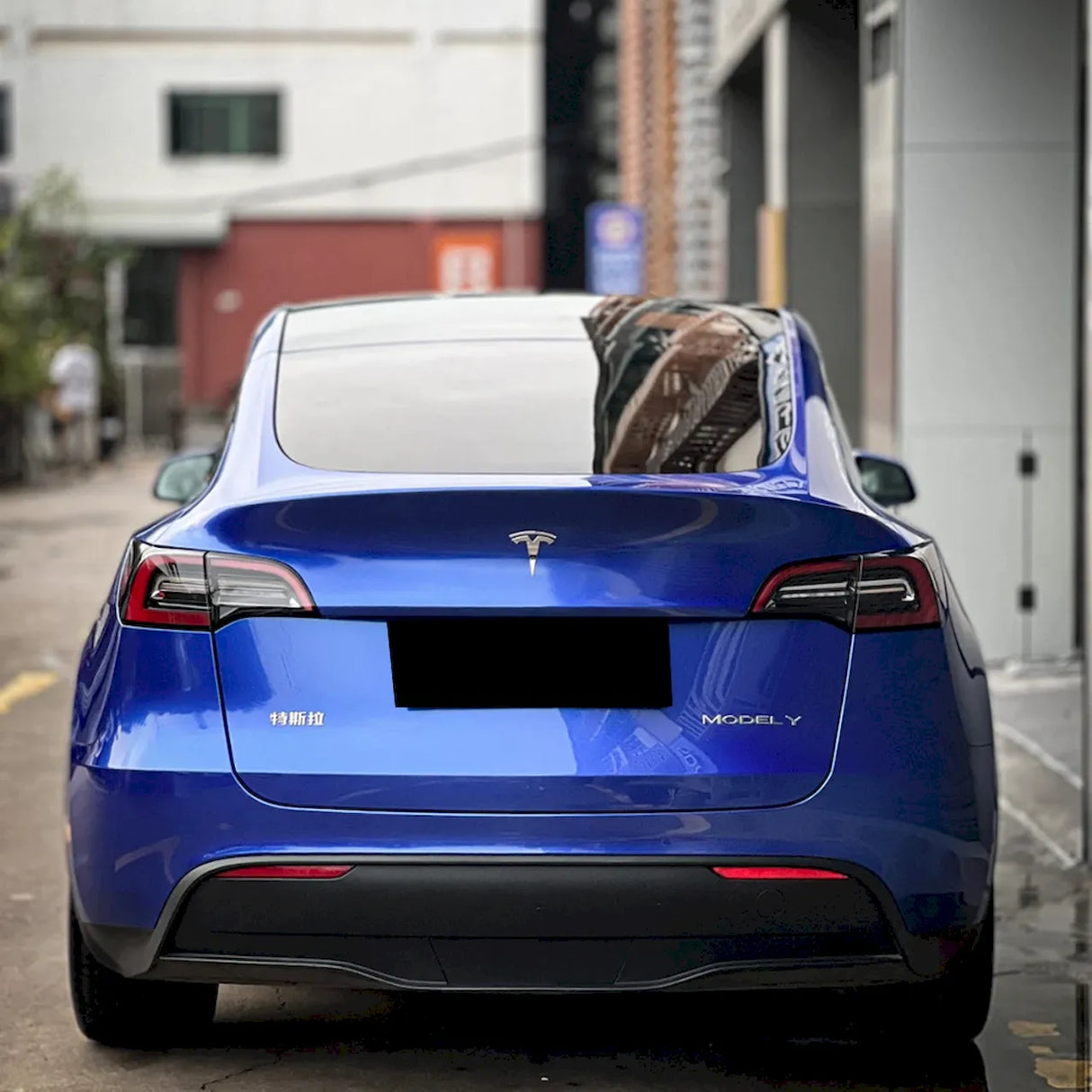 metallic portimand blue car wrap installed on a vehicle