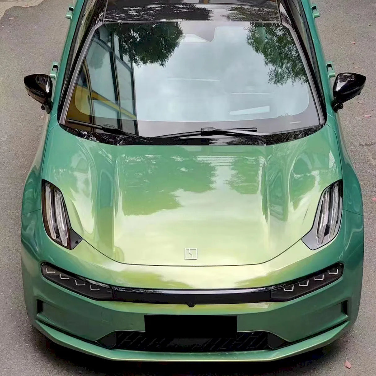 metallic rainbow green car wrap