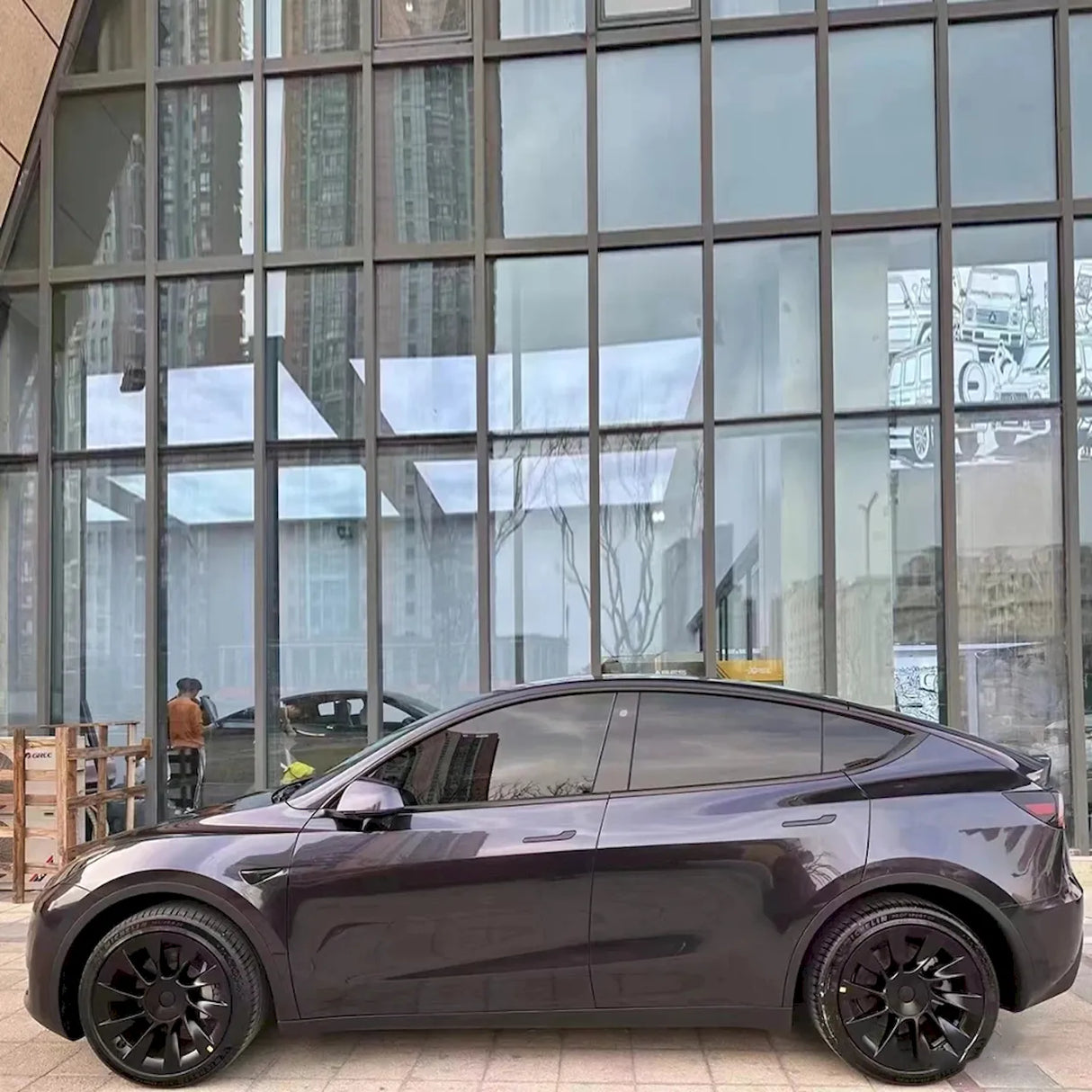metallic shadow blue gray dark vinyl wrap