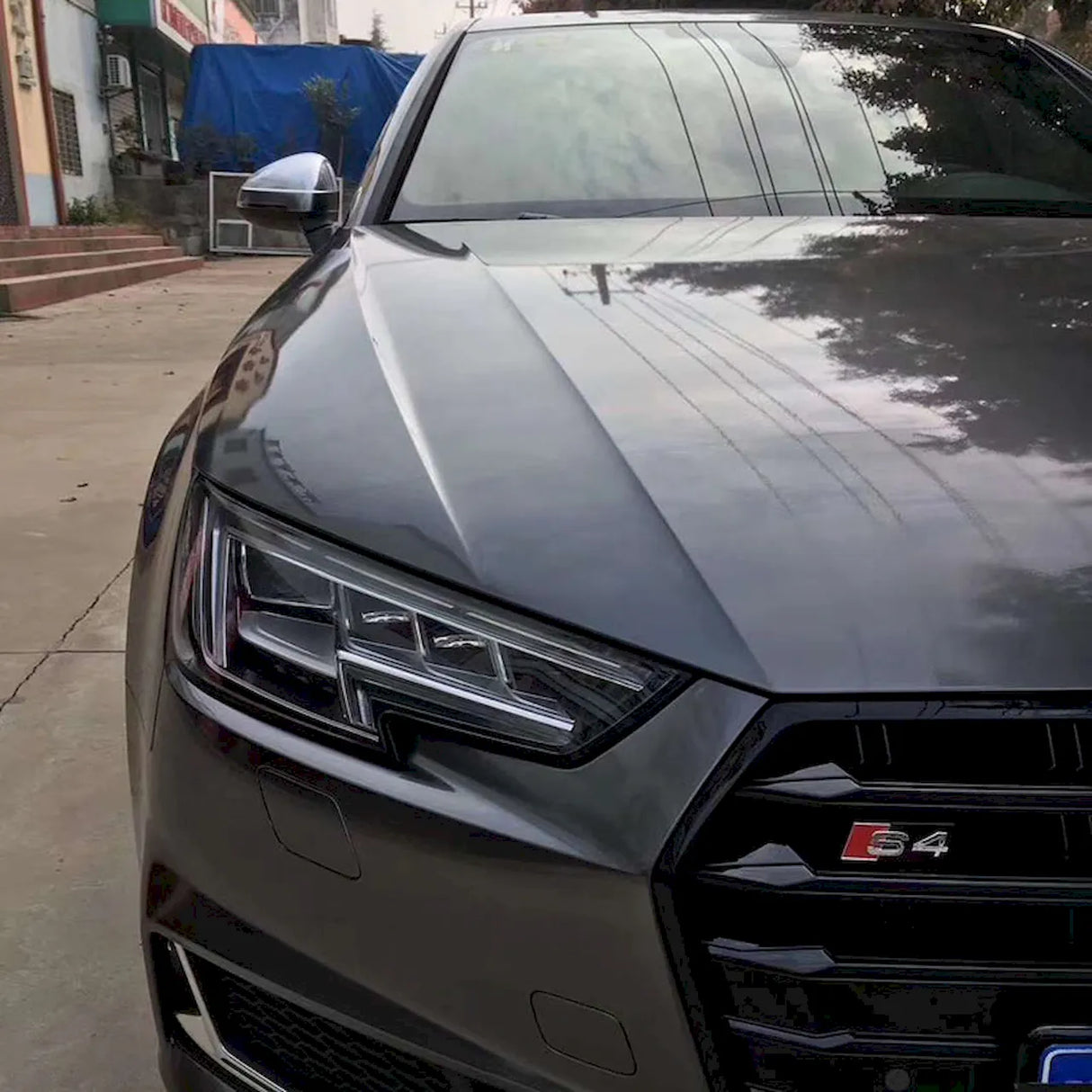 space gray car wrap installed on a vehicle