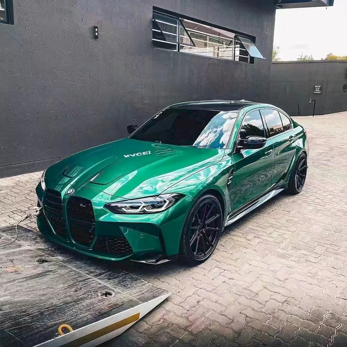 metallic tourist trophy green car wrap