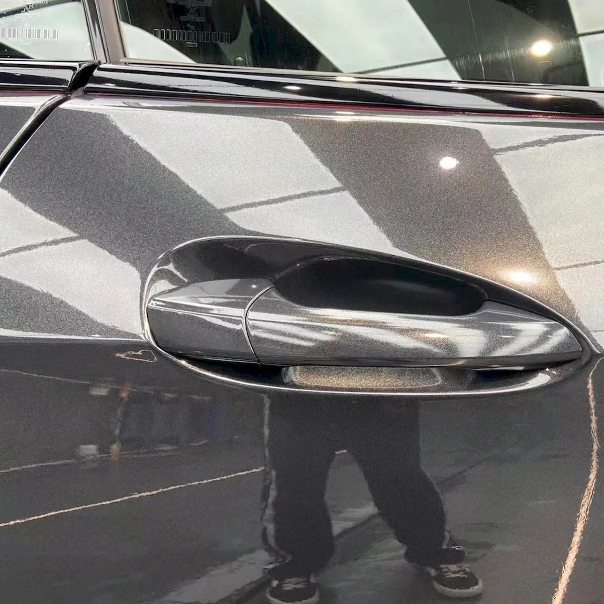 metallic volcano gray car wrap up close
