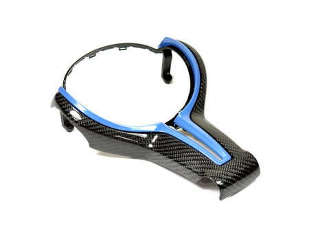 painted carbon fiber steering wheel trim for bmw f8x yas marina blue by autotecknic