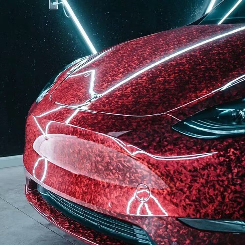red forged carbon car wrap