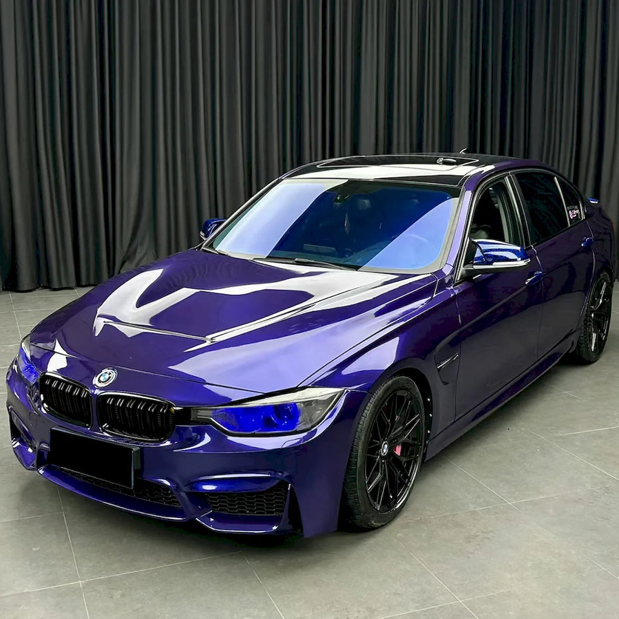 car wrapped in royal indigo blue wrap