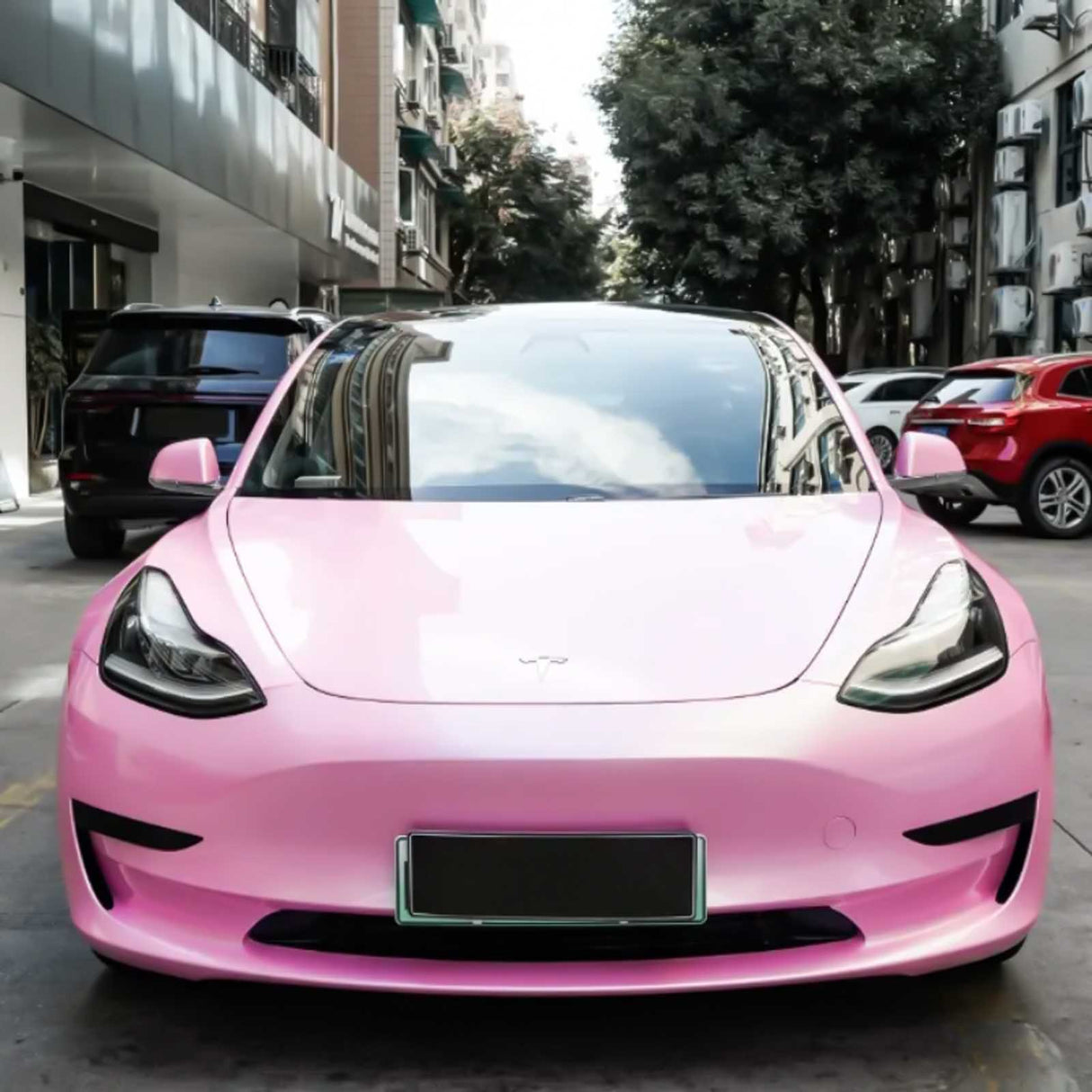 car wrap in light pink gloss color
