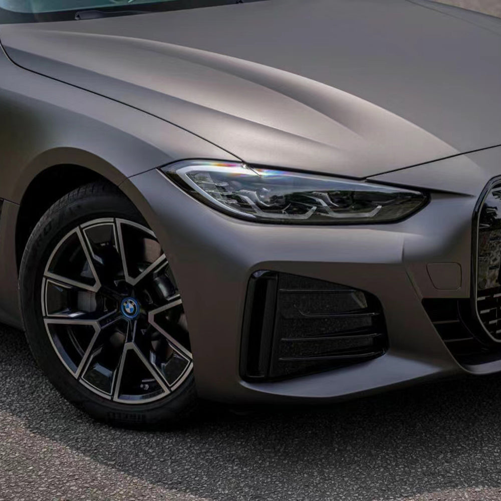 close up look of ultimate matte meteorite gray car wrap